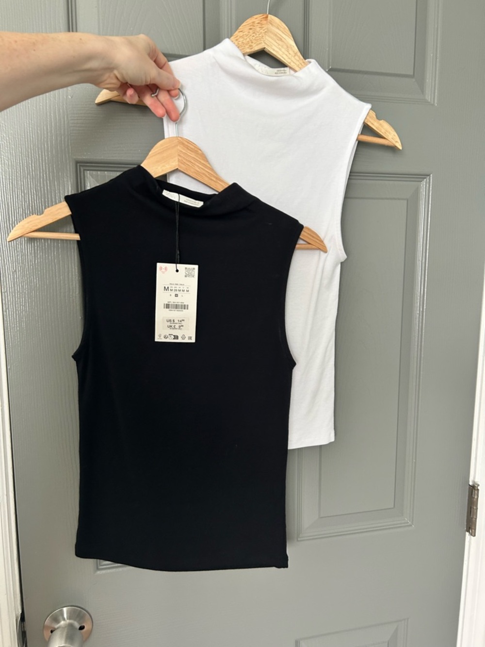 Zara Sleeveless Mock Neck Tank Top - Black / White set of two